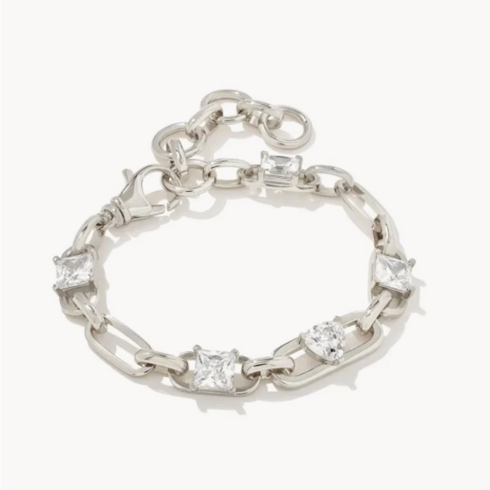 Kendra Scott Blair Silver Jewel Chain Bracelet in White Crystal